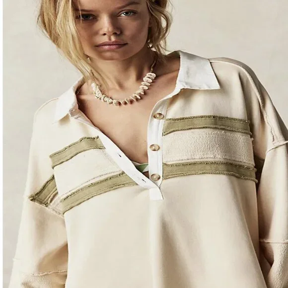 Free People Blair Oversized Sweatshirt Dress, New, Oatmeal Combo, Small - Picture 2 of 7